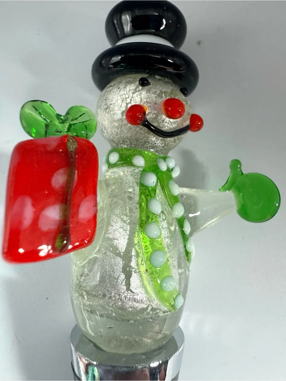 Glass Snowman Wine Bottle Stopper